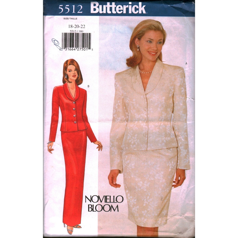 Butterick 5512‎ Noviello Bloom Sewing Pattern Misses Jacket Skirt Size 18-20-22